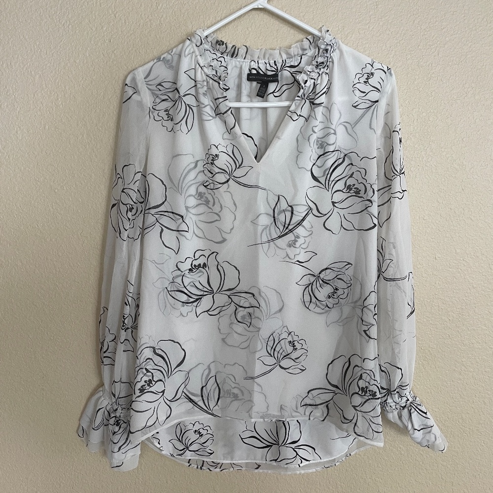 Black and White White House Black Market blouse